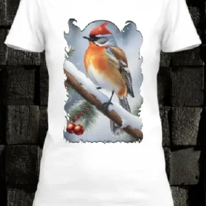 T-shirt personnalisé blanc christmas bird 1