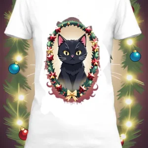 T-shirt personnalisé blanc christmas cat 4