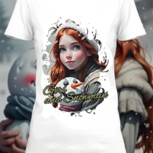 T-shirt personnalisé blanc girl and snowman 4