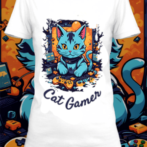 T-shirt personnalisé blanc cat gamer 3