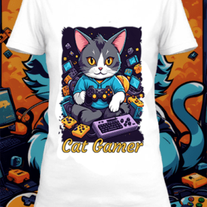 T-shirt personnalisé blanc cat gamer 5