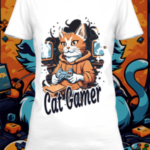 T-shirt personnalisé blanc cat gamer 6