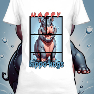 T-shirt personnalisé blanc hippopotame happy 5