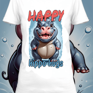 T-shirt personnalisé blanc hippopotame happy 6