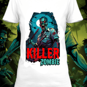 T-shirt personnalisé blanc killer zombie 2