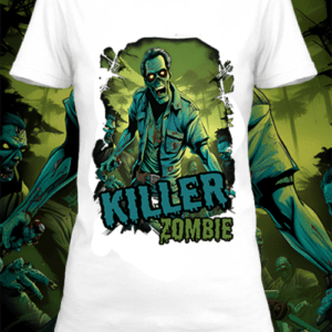 T-shirt personnalisé blanc killer zombie 3