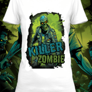T-shirt personnalisé blanc killer zombie 4