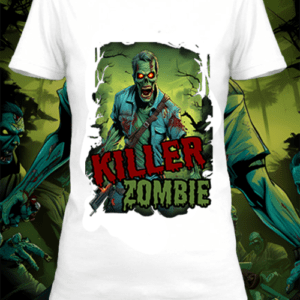T-shirt personnalisé blanc killer zombie 6