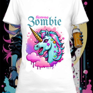 T-shirt personnalisé blanc licorne zombie 4