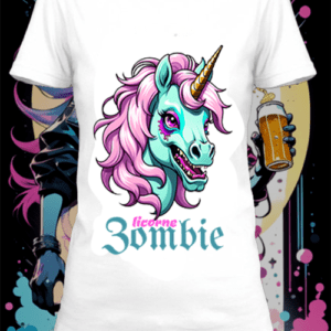 T-shirt personnalisé blanc licorne zombie 5