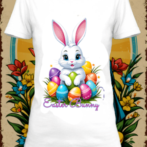 T-shirt  easter bunny 1 blanc polyester personnalisé