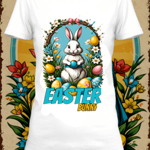 T-shirt  easter bunny 3 blanc polyester personnalisé