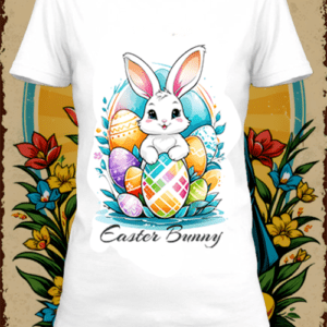 T-shirt  easter bunny 6 blanc polyester personnalisé