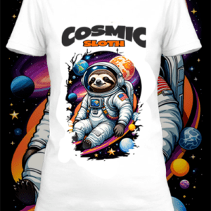 T-shirt  sloth astronaut 2 blanc polyester personnalisé