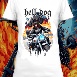 T-shirt  bike evil dog 2 blanc polyester personnalisé