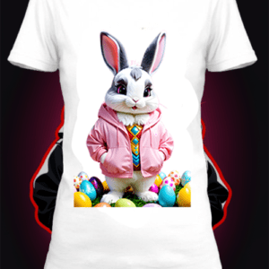 T-shirt  kawaii rabbit 6 blanc polyester personnalisé