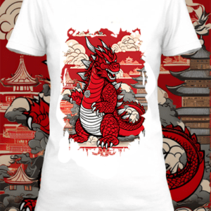Chinese dragon 6 box T-shirt  blanc  personnalisé