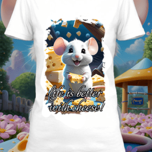 mouse cheese 3 box T-shirt  blanc  personnalisé