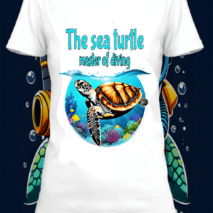 sea ​​turtle 1 box T-shirt  blanc  personnalisé