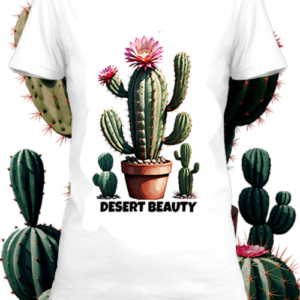 Un t-shirt blanc personnalisé avec une illustration de cactus netteeshirt.com