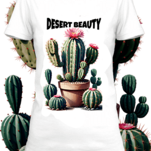 Un t-shirt blanc personnalisé avec une illustration de cactus netteeshirt.com