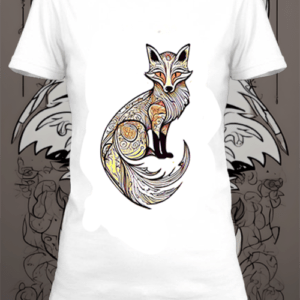 Un t-shirt blanc personnalisé avec une illustration de renard netteeshirt.com