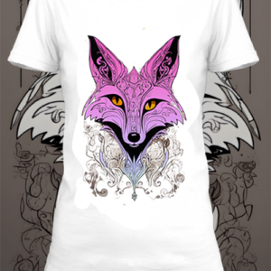 Un t-shirt blanc personnalisé avec une illustration de renard netteeshirt.com