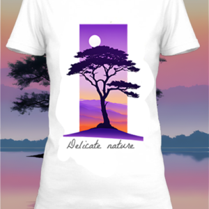 Un t-shirt blanc personnalisé avec une illustration D'une silhouette d'arbre aux couleurs flashy netteeshirt.com