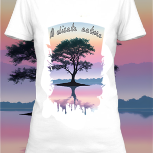 Un t-shirt blanc personnalisé avec une illustration D'une silhouette d'arbre aux couleurs flashy netteeshirt.com