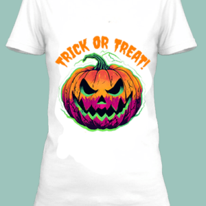 n t-shirt blanc imprimé avec Des illustrations d'Halloween by netteeshirt.com