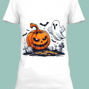 n t-shirt blanc imprimé avec Des illustrations d'Halloween by netteeshirt.com