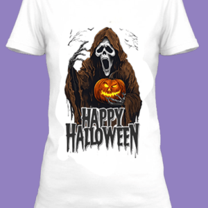 n t-shirt blanc imprimé avec Des illustrations d'Halloween by netteeshirt.com