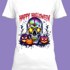 n t-shirt blanc imprimé avec Des illustrations d'Halloween by netteeshirt.com