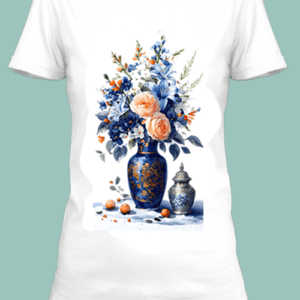 Ce t-shirt blanc met en valeur une superbe composition florale