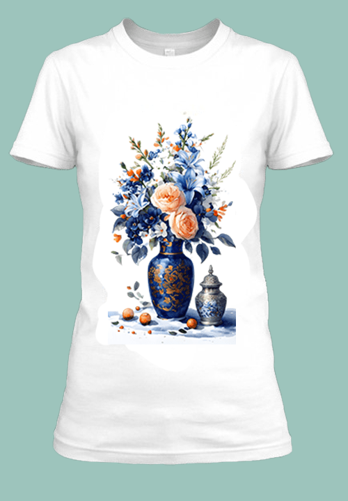 Ce t-shirt blanc met en valeur une superbe composition florale