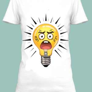 T-shirt blanc avec une ampoule expressive.