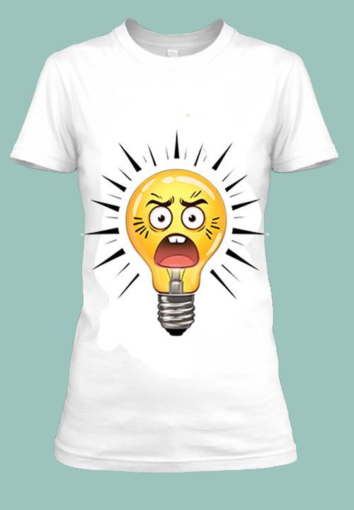 T-shirt blanc avec une ampoule expressive.