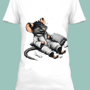 T-shirt blanc avec une souris en pyjama.