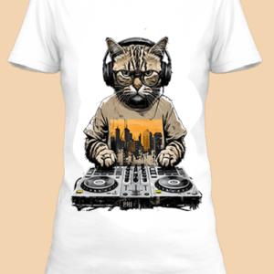 Un t-shirt stylé avec un chat DJ