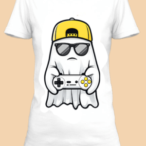 Un t-shirt unique avec un fantôme gamer stylé.