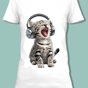 T-shirt original avec un chat rockstar.