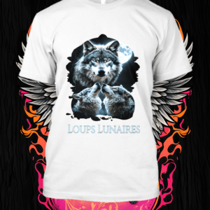 Loups hurlant à la lune pour un style mystique et sauvage. Exprimez votre côté sauvage avec élégance et mystère.