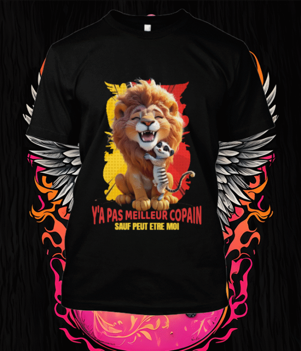 Ce design met en avant un lion majestueux, symbole de force et de loyauté, parfait pour exprimer l'amitié indéfectible.
