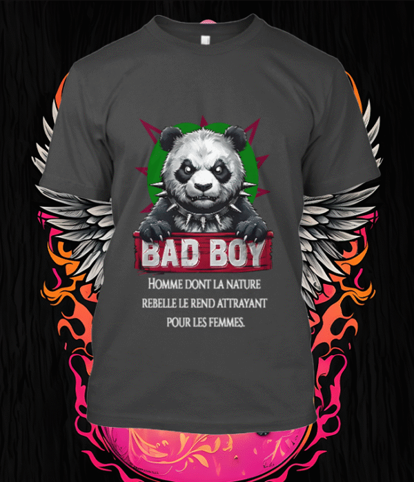 Un design audacieux avec un panda rebelle, parfait pour ceux qui aiment défier les conventions et affirmer leur personnalité unique.