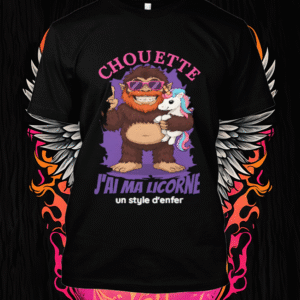 l’alliance improbable d’un yéti stylé et d’une licorne magique dans un design tendre et amusant.