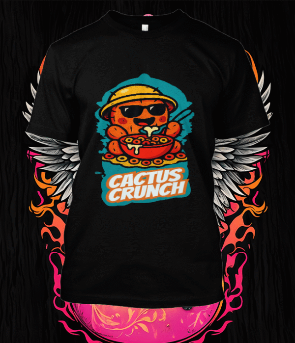Un cactus chill et vintage savoure un bol de céréales aux couleurs pop. Un graphisme rétro-tendance qui marie détente et humour, pour afficher votre mood cool et vitaminé en toute occasion.