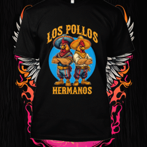 Célébrez l’esprit mexicain avec ces deux frères coqs en tenue traditionnelle haute en couleurs. Un design festif et audacieux pour dynamiser n’importe quel look.