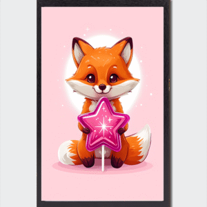 cadre photo Petit renard et sucette étoile