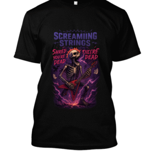 t-shirt-design – Squelette guitare foudre et cri