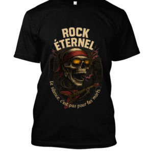 t-shirt-design – Crâne bandana guitare et feu